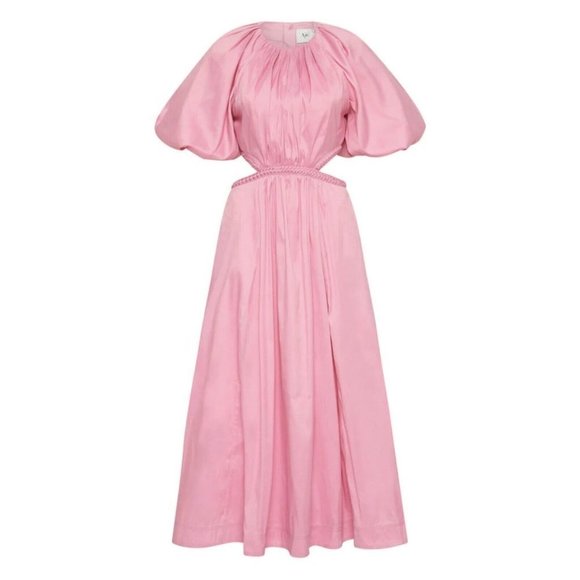 Aje Capucine Puff Sleeve Midi Dress Size 10 Bon Bon Pink BNWT - Picture 3 of 7